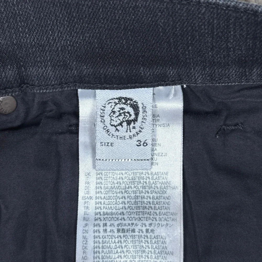 Diesel Jeans Mens 36x34 Black D-Amny Skinny Distressed Ripped Stretch‎